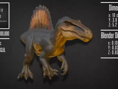 Realistic Spinosaurus Model 3D model