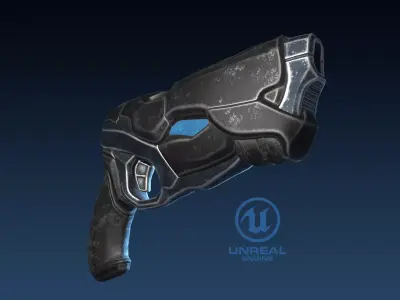 Pistol - Game Ready adamantium gun Low-poly 3D model