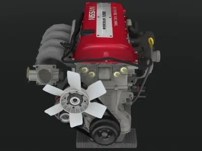 Nissan SR20DET Red Top engine Low-poly 3D model
