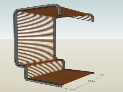 Modern bench with build-in shade 3D model