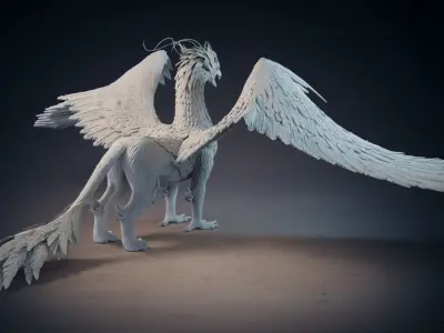 Grifon dragon with wings 3D model