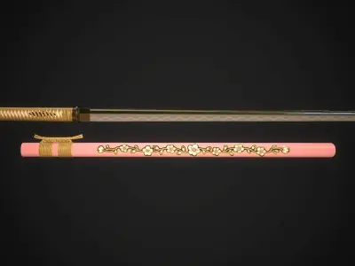Set of japanese swords 04 3D Model Collection