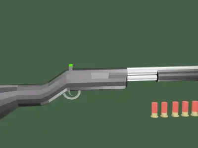 SHOTGUN with bullet Low-poly 3D model