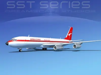 Boeing 707-320 SS Qantas 3D model