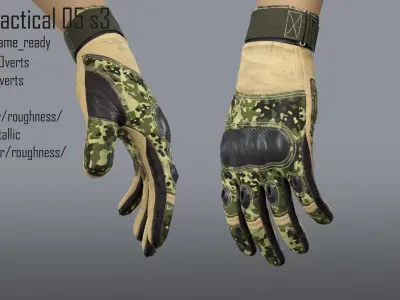FPS hand glove tactical 05 s3 Low-poly 3D model