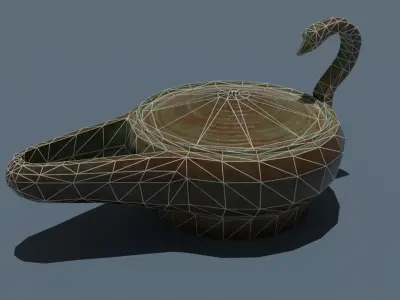 Lowpoly Grek Oil Lamp Low-poly 3D model