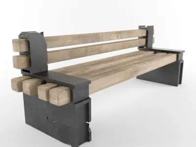 bench with concrete blocks Free 3D model