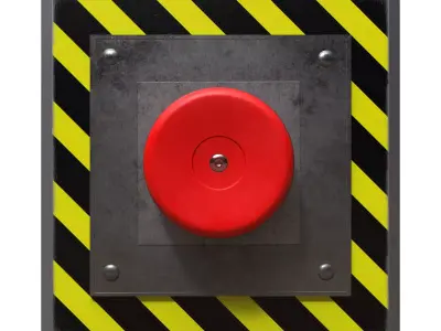 Red alarm button Emergency stop button Low-poly 3D model