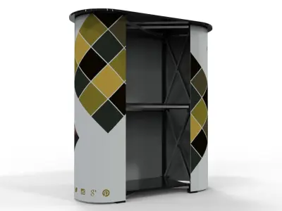 Promotional Pop-Up Counter Stand with Shelves 3D model