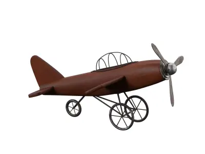Styled Wood Metal Airplane Sculpture 3D model