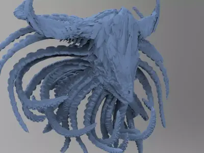 Cthulhu Squid monster sculpture 2 3D model