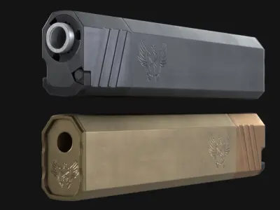 SilencerCo Osprey 9mm Suppressor Attachment - Game Asset Low-poly 3D model