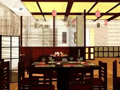 Japanese Restaurant Interior 3D model