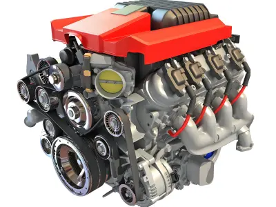 V8 Supercharged Engine 3D model