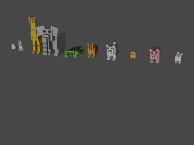 Animals group of minecraft Free low-poly 3D model