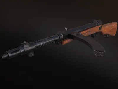 Type 100 Submachine Gun Low-poly 3D model