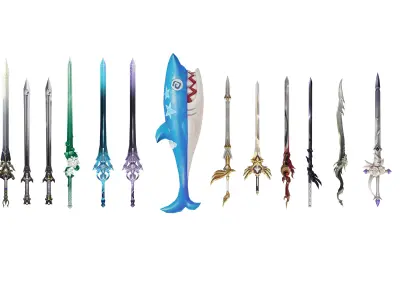 long sword Low-poly 3D model