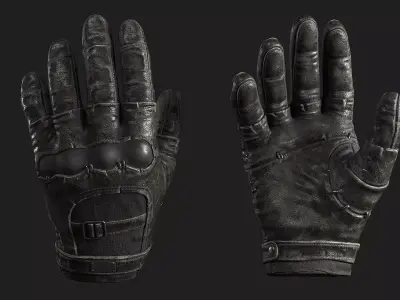 Old Leather Gloves Low-poly 3D model