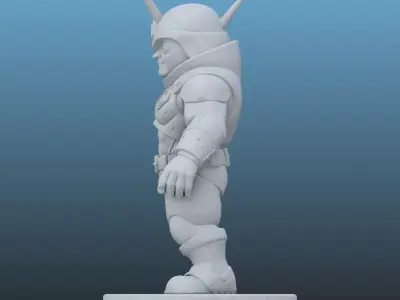 Stylized Space Hero - Chibi Warrior Mini 3D Print Model PM-111 3D print model