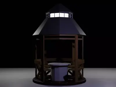 Low-Poly Outdoor BBQ Gazebo Low-poly 3D model