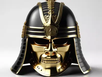 Golden Samurai Kabuto Mask Helmet 3D model