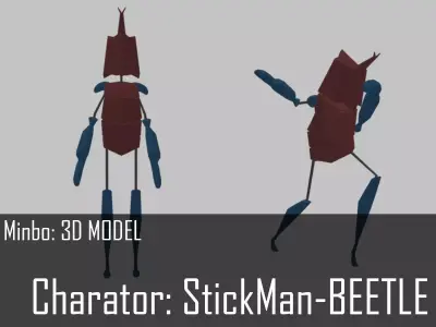 Minbo Charactor STICKMAN Beetle Low-poly 3D model