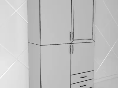 Wardrobe wooden cabinet with two drawers Free 3D model