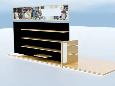 modern supermarket shelf Low-poly 3D model