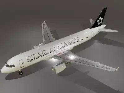 Star Alliance airbus a320-214 low poly 3D model Low-poly 3D model