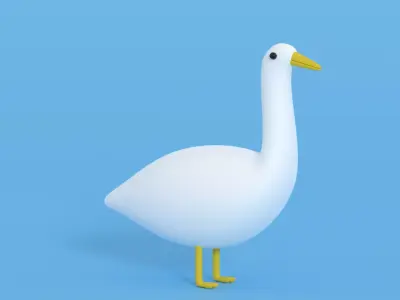 Cartoon Goose Low-poly 3D model