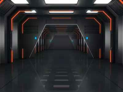 Low Poly Sci Fi Corridor 3D model