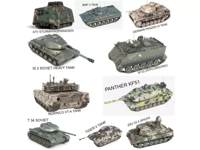 10 Military Vehicles Collection v8 Low-poly 3D model