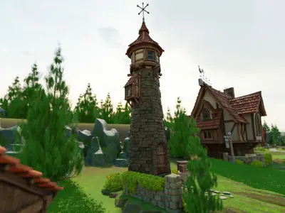 STYLIZED MEDIEVAL BUILDING 06 PRINT READY Low-poly 3D model