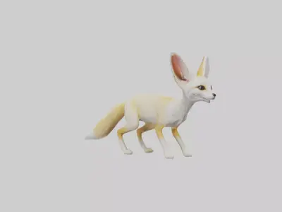 Fennec Fox listening model Low-poly 3D model