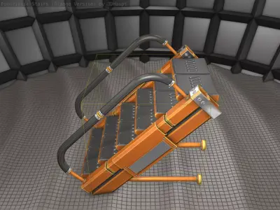 Sci-Fi Stairs - 5 - Orange Version  Low-poly 3D model