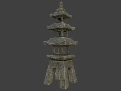 Japanese Stone Lantern 9 Low-poly 3D model