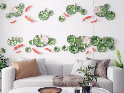 Wall Lotus Pendant Modern Goldfish 3D model