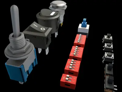 electric switches and buttons 3D model