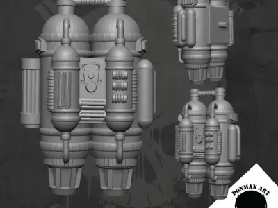 Flame Bagpack for Action Figures 3D print model