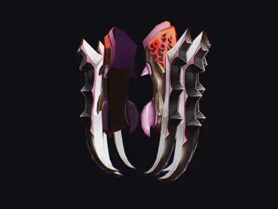 Claw Hand Bloody Claws Glove Blade Cutting Edged Claws Wedge Low-poly 3D model