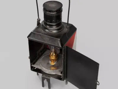 Vintage Railway End-Of-Train Lantern - German Railway 3D model