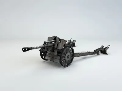 Low Poly 10 5 cm leichte Feldhaubitze Anti Tank Gun Low-poly 3D model