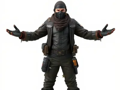 Masked Tactical Operative  Rigged and Animated Low-poly 3D model