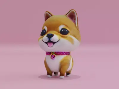 Dog Shiba Inu Puppy kawaii cute Low-poly 3D model