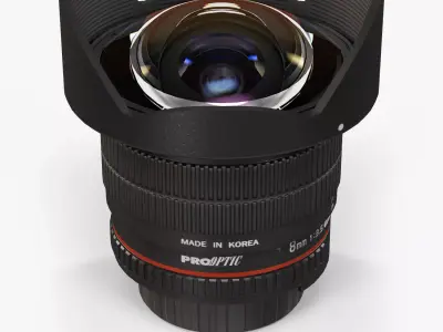 proOPTIC 8mm f 3-5 AS IF UMC Fish-eye CS II AE Nikon F Lens Low-poly 3D model
