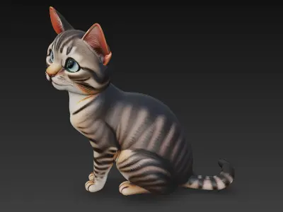 Cat Realistic 3D Model Basic - Low Poly Realistic Low-poly 3D model