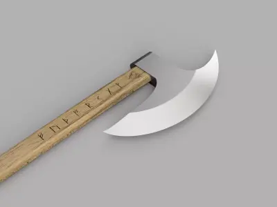 Stunning Axe with Nordic runes imprinted Free 3D model