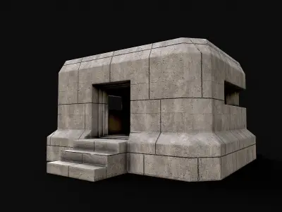 Military Concrete Bunker Base 3 Low-poly 3D model