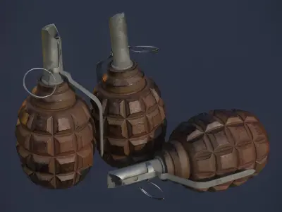 3D game-ready models of 5 Photorealistic Grenades Low-poly 3D model
