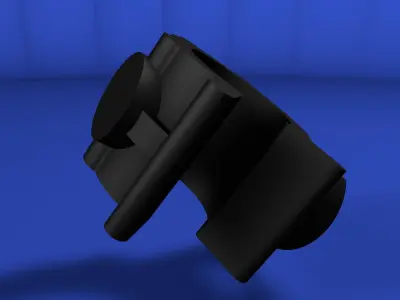 Rotating clip to anchor cylindrical elements Low-poly 3D model